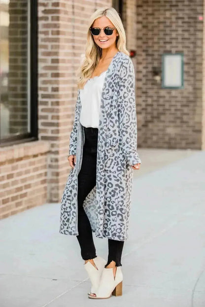 Open Front Leopard Cardigan - Bad Moms Club