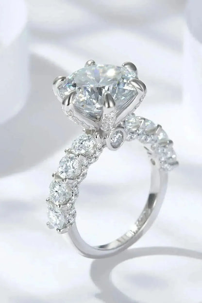 3-Carat Moissanite Platinum-Plated Side Stone Ring - Bad Moms Club