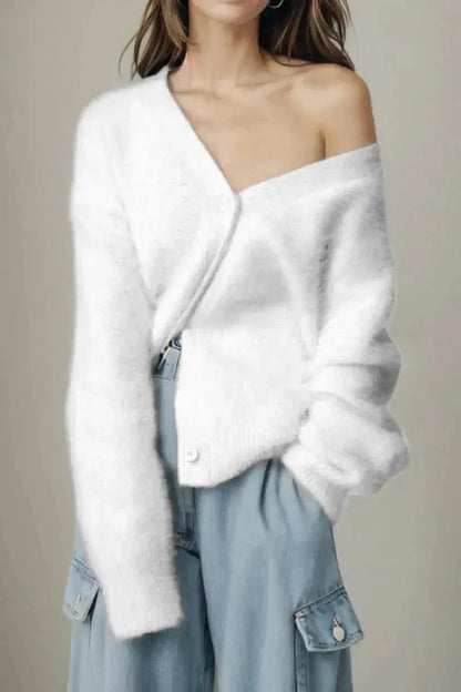 Button Up Dropped Shoulder Cardigan - Bad Moms Club