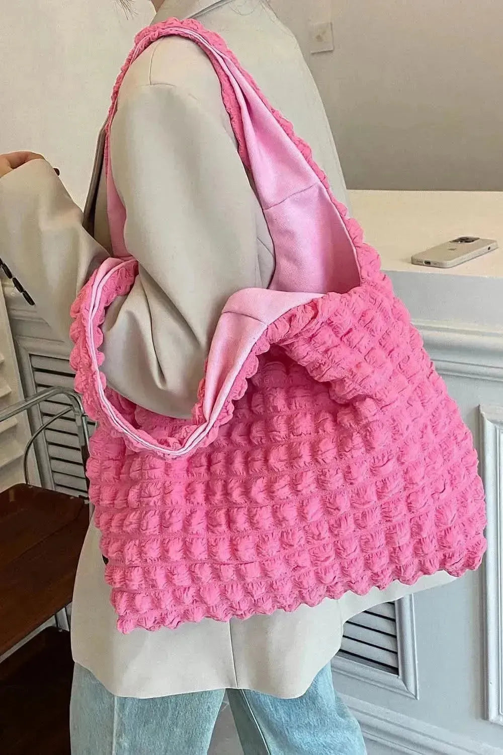 Ruched Polyester Large Handbag - Bad Moms Club