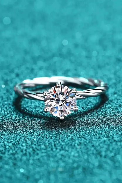 1 Carat Moissanite 6-Prong Twisted Ring - Bad Moms Club