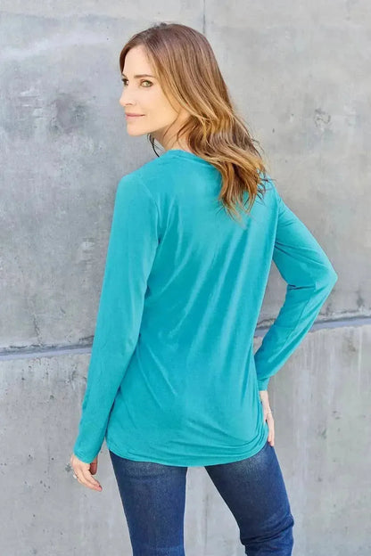 Basic Bae Full Size Round Neck Long Sleeve Top - Bad Moms Club