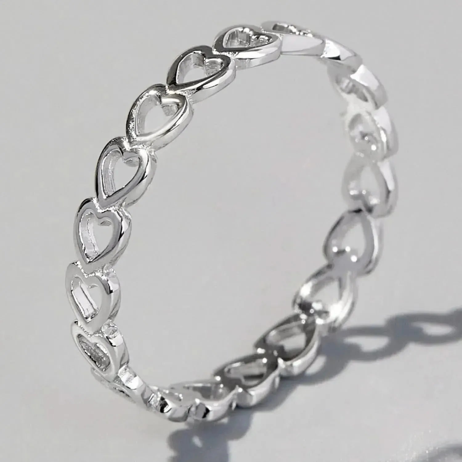 925 Sterling Silver Heart Link Ring - Bad Moms Club