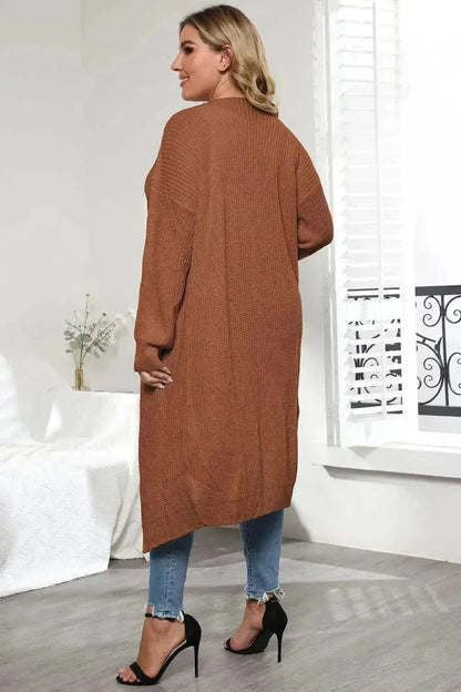Plus Size Open Front Long Sleeve Cardigan - Bad Moms Club