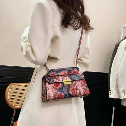 PU Leather Snakeskin Print Crossbody Bag - Bad Moms Club