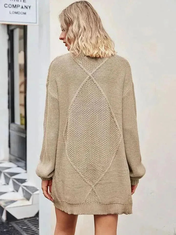 Cable-Knit Long Sleeve Cardigan - Bad Moms Club