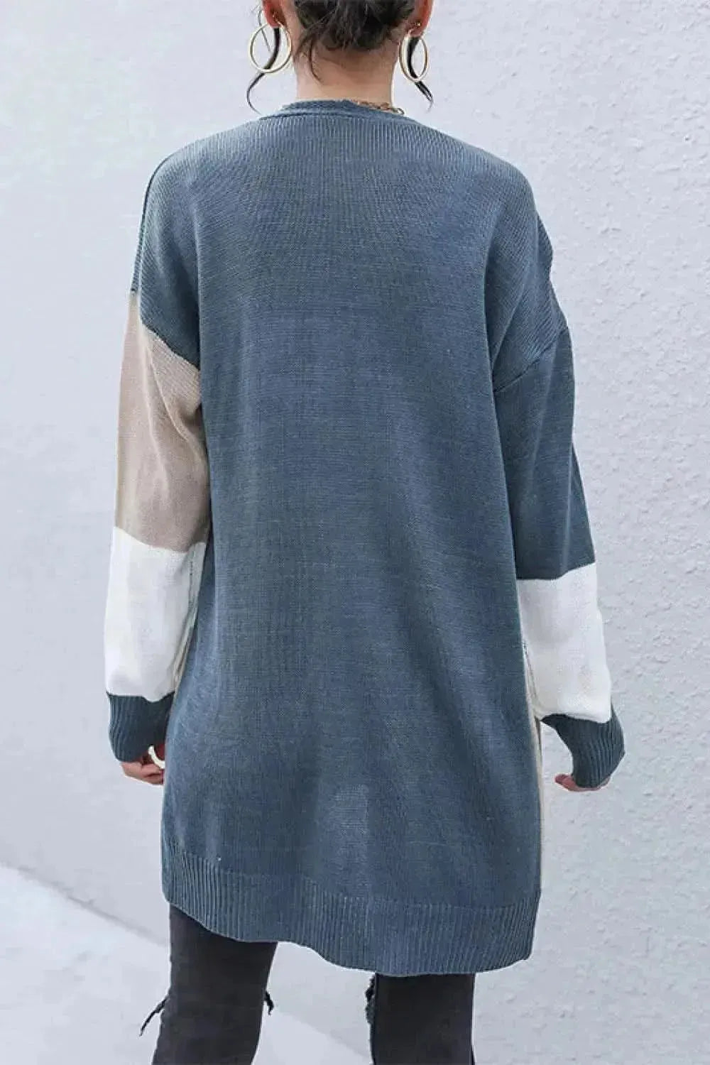 Color Block Dropped Shoulder Cardigan - Bad Moms Club