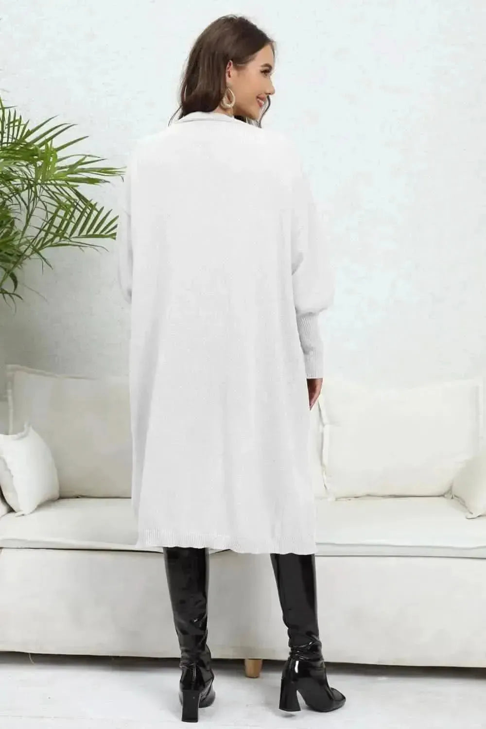Open Front Dropped Shoulder Cardigan - Bad Moms Club