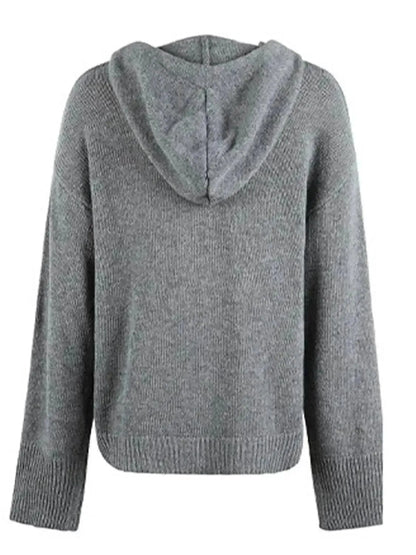 Drawstring Button Up Hooded Cardigan - Bad Moms Club