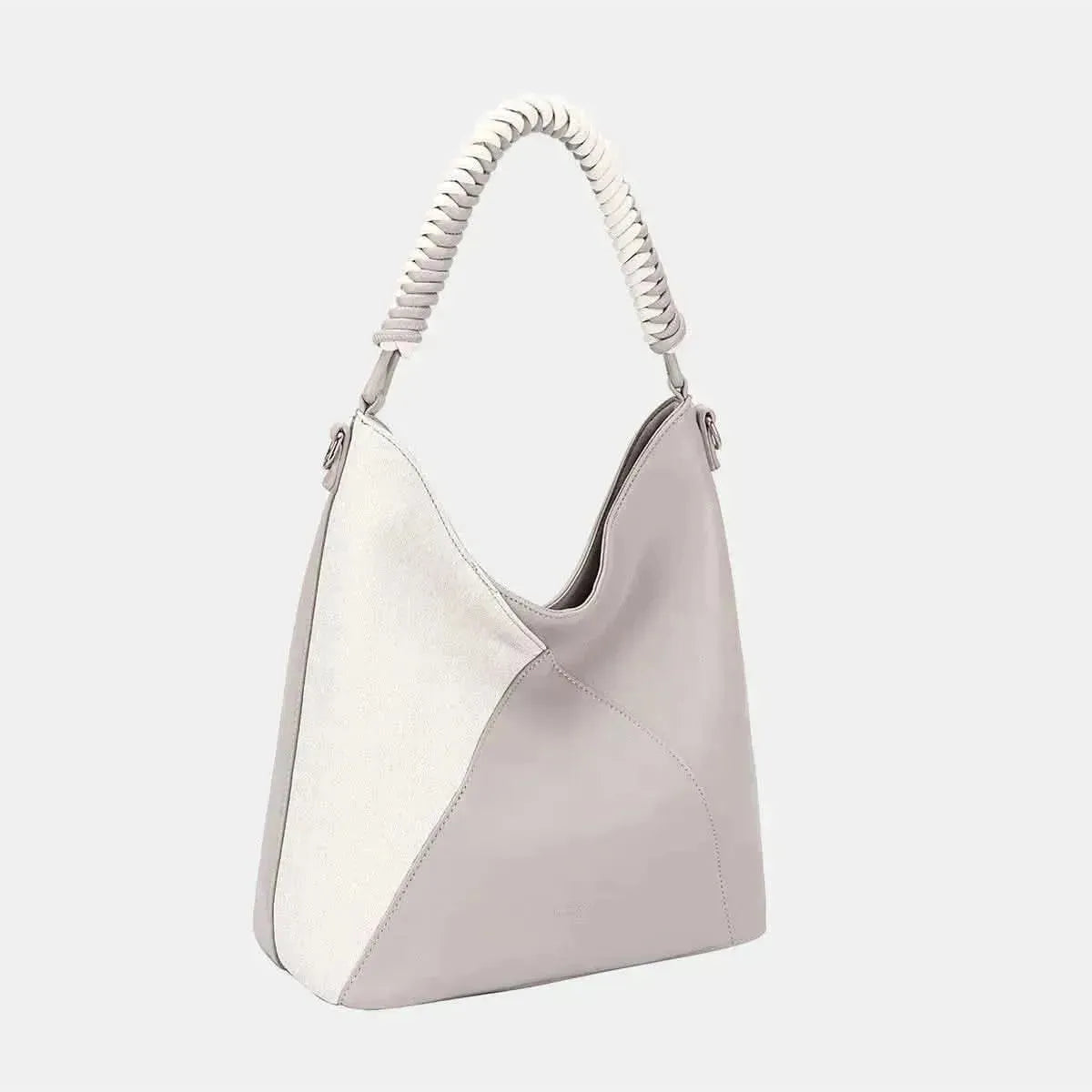 David Jones Woven Handle PU Leather Handbag - Bad Moms Club