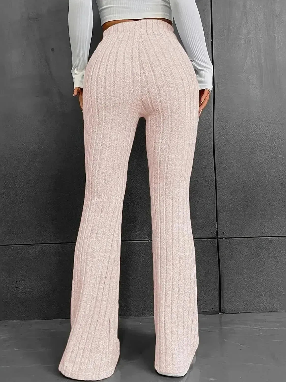 Ribbed High Waist Bootcut Pants - Bad Moms Club