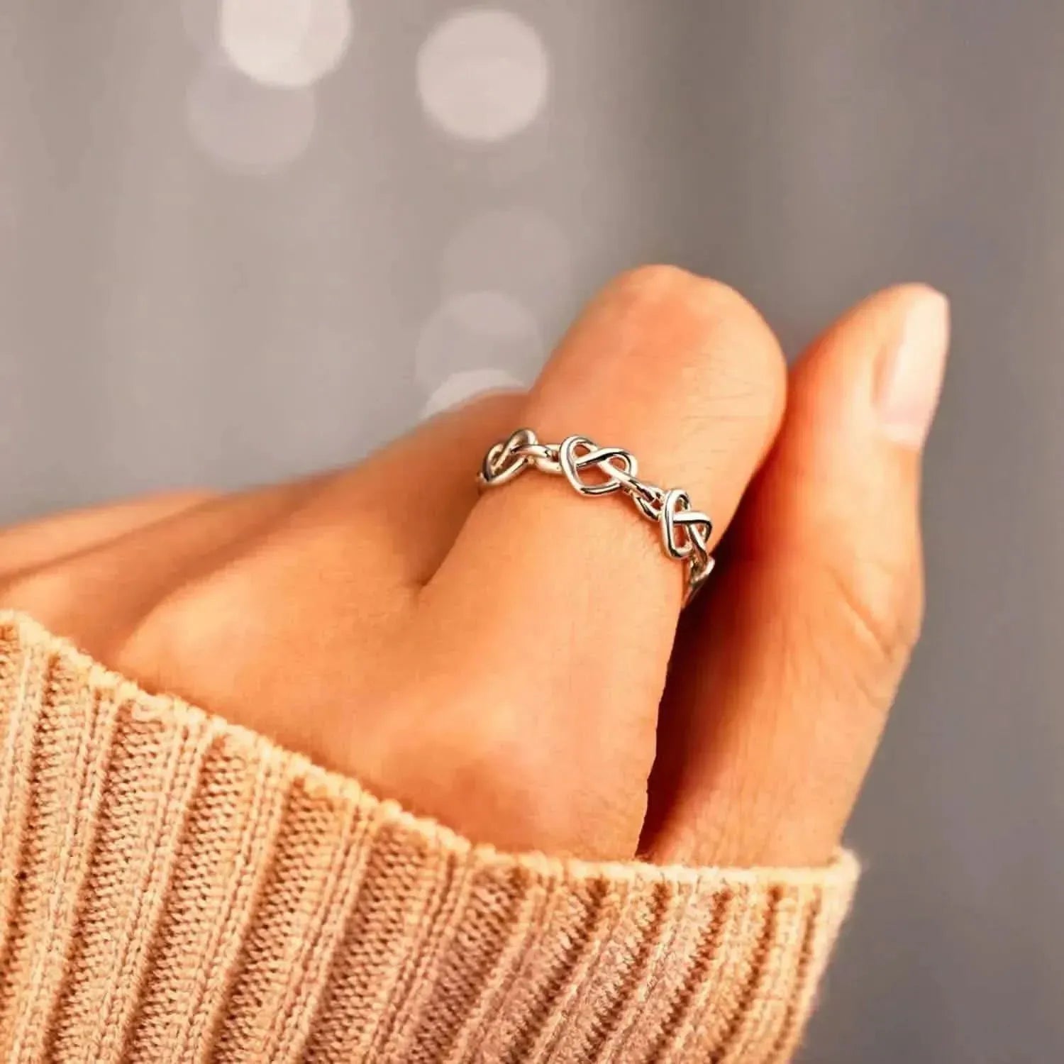Knotted Hearts 925 Sterling Silver Open Ring - Bad Moms Club