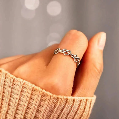 Knotted Hearts 925 Sterling Silver Open Ring - Bad Moms Club