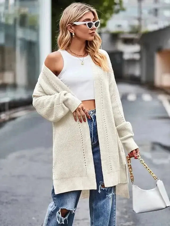 Long Sleeve Waffle-Knit Cardigan - Bad Moms Club