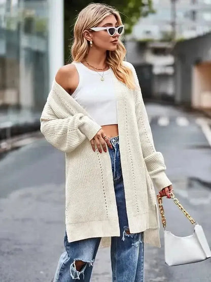 Long Sleeve Waffle-Knit Cardigan - Bad Moms Club