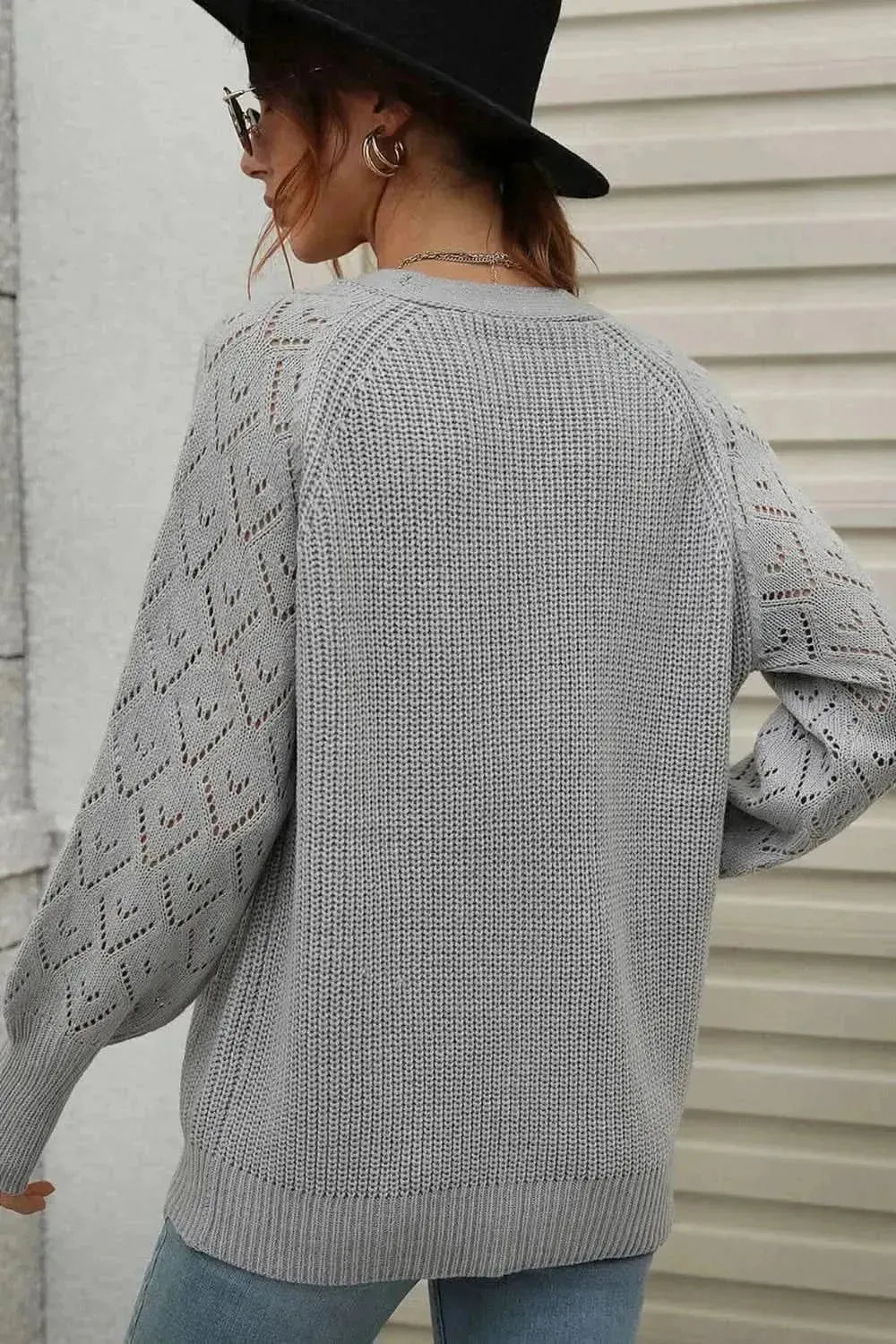 Rib-Knit Plunge Raglan Sleeve Cardigan - Bad Moms Club