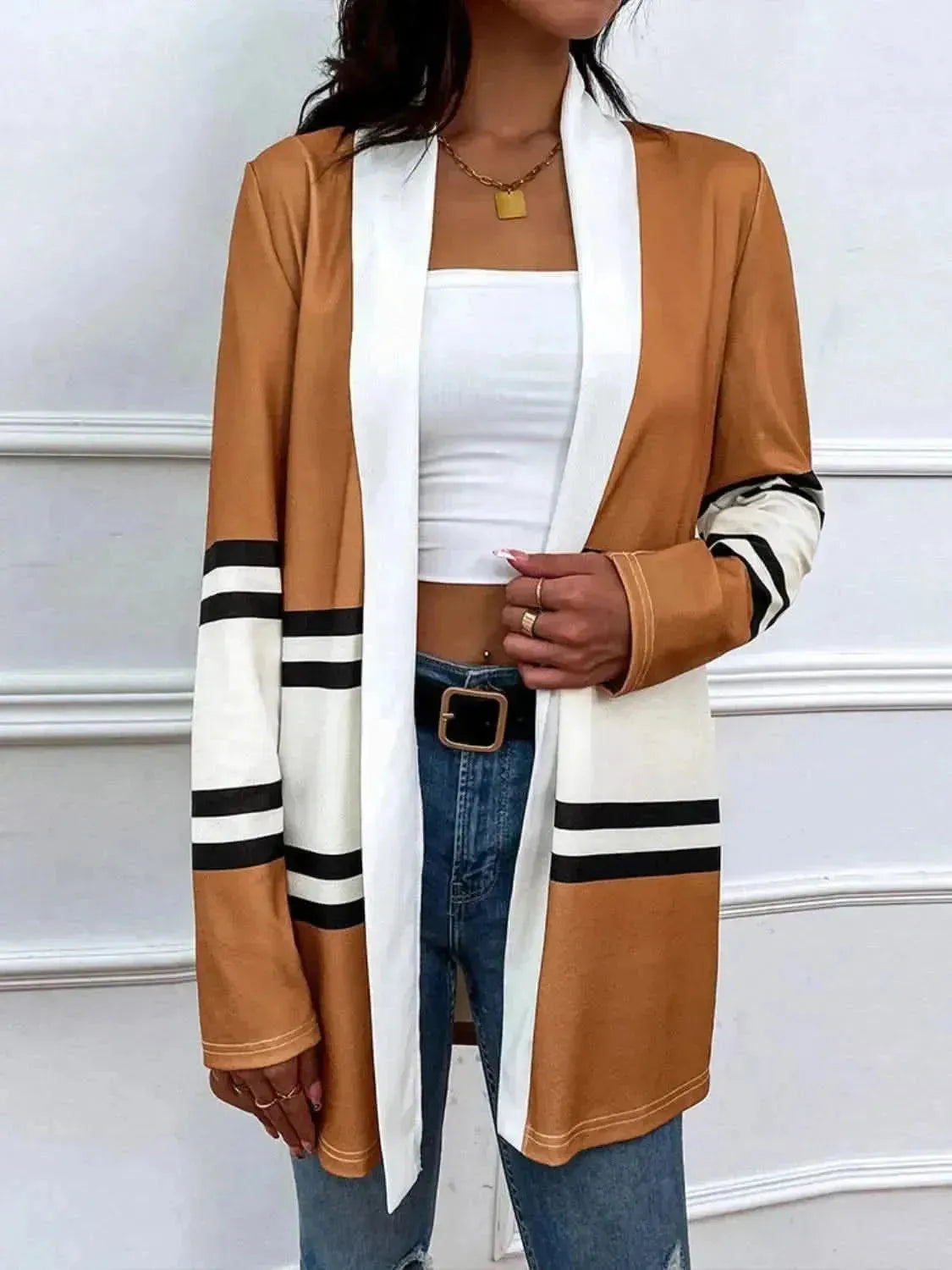 Color Block Open Front Cardigan - Bad Moms Club