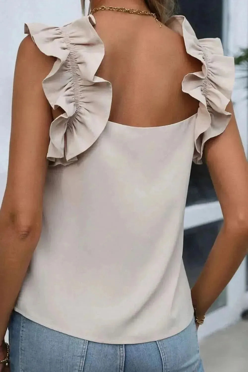 Ruffled Square Neck Tank - Bad Moms Club