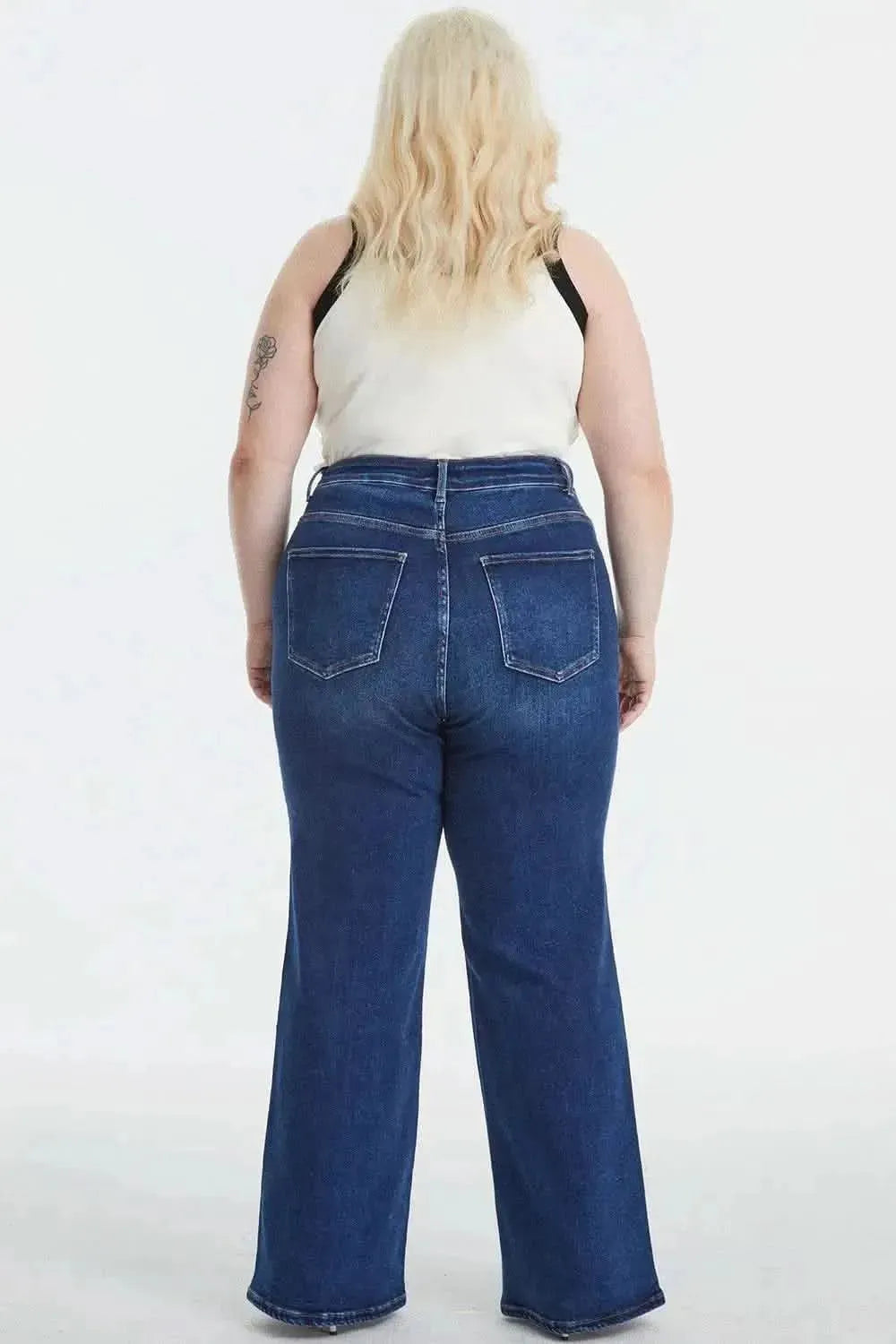 BAYEAS Full Size High Waist Cat's Whisker Wide Leg Jeans - Bad Moms Club