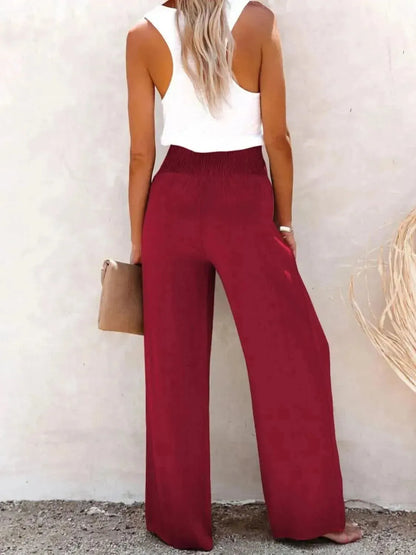 Full Size Decorative Button High Waist Pants - Bad Moms Club