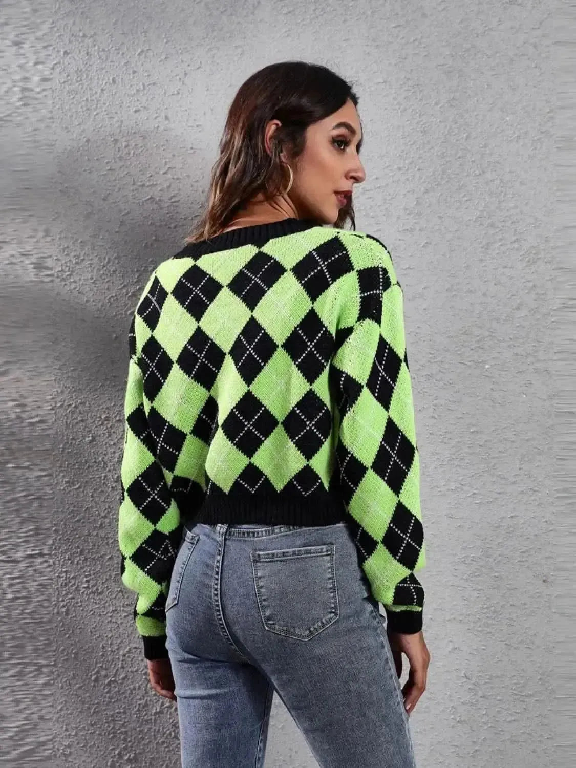 Geometric Button Up Long Sleeve Cardigan - Bad Moms Club