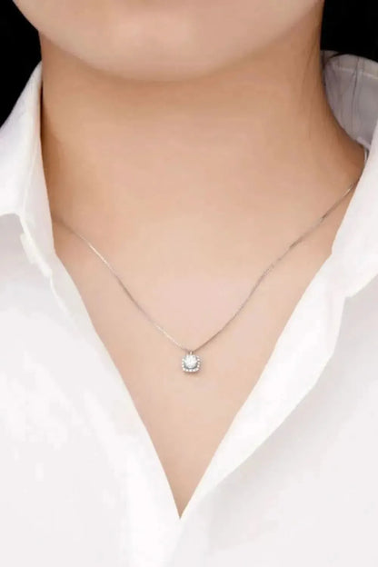 Moissanite Pendant Platinum-Plated Necklace - Bad Moms Club