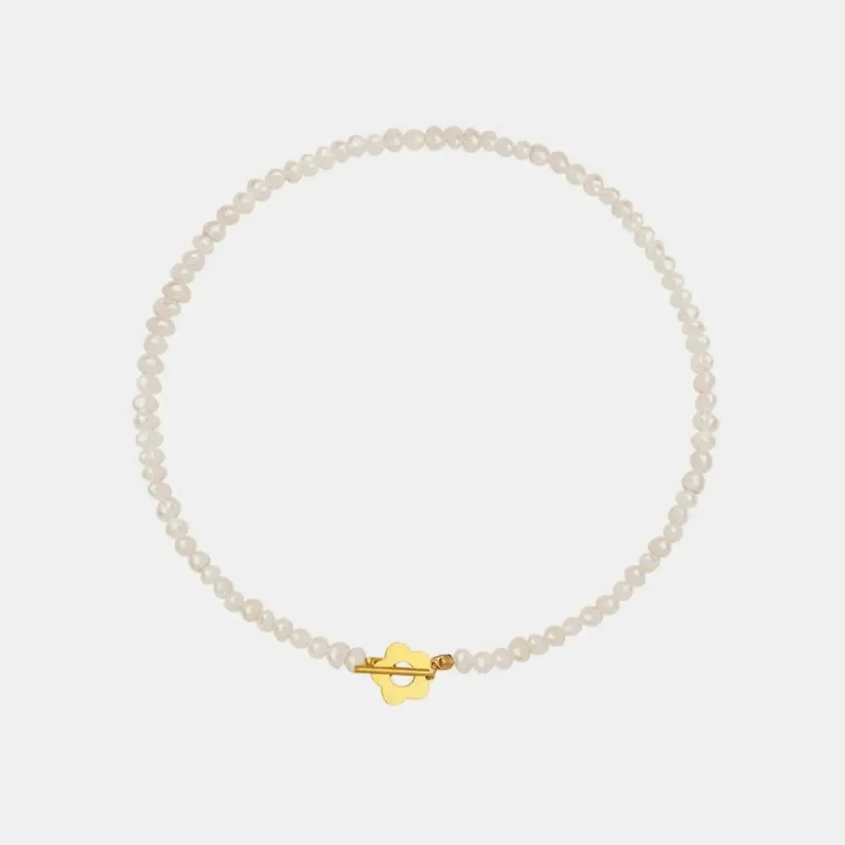 Titanium Steel Pearl Flower Necklace - Bad Moms Club