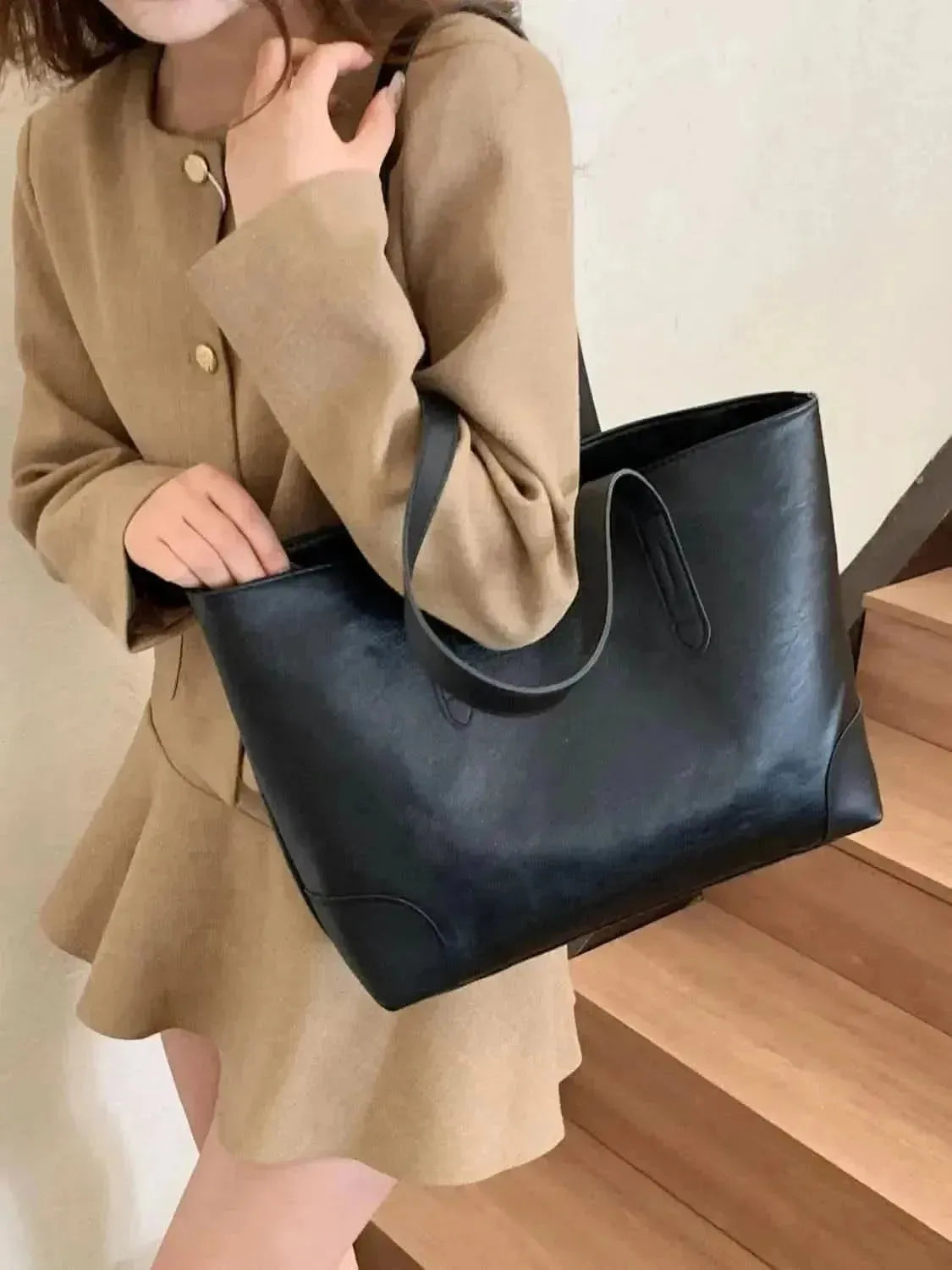 PU Leather Medium Tote Bag - Bad Moms Club