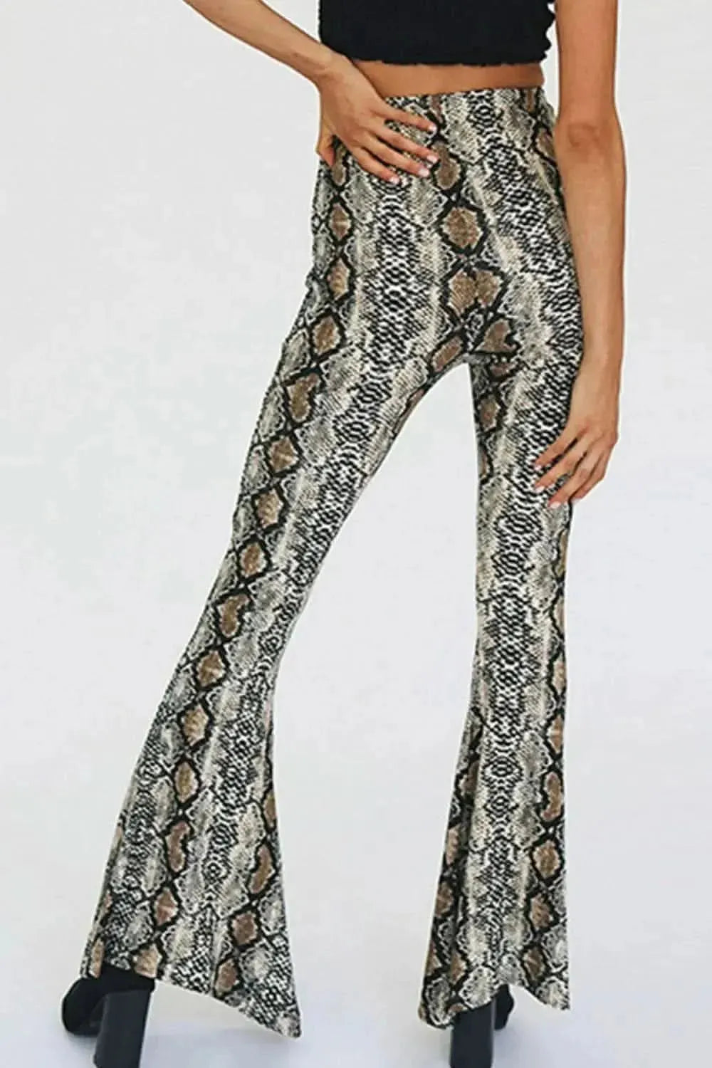 Snakeskin Print Flare Pants - Bad Moms Club