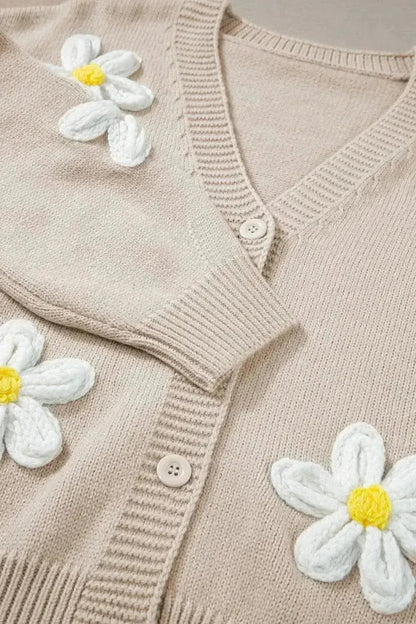 Flower Dropped Shoulder Long Sleeve Cardigan - Bad Moms Club