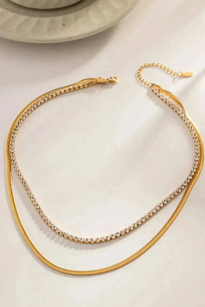 Double-Layered Inlaid Zircon Stainless Steel Necklace - Bad Moms Club