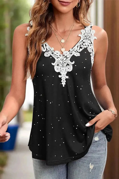 Lace Detail V-Neck Wide Strap Cami - Bad Moms Club