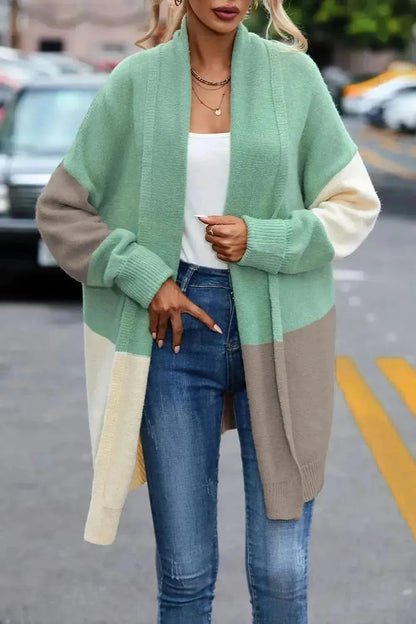 Color Block Long Sleeve Cardigan - Bad Moms Club