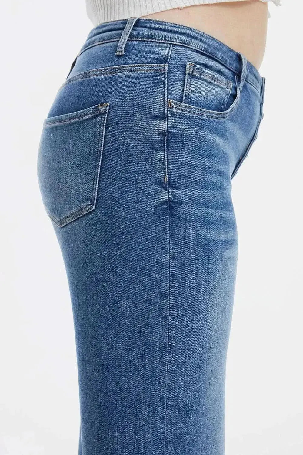 BAYEAS Full Size High Waist Button-Fly Raw Hem Wide Leg Jeans - Bad Moms Club