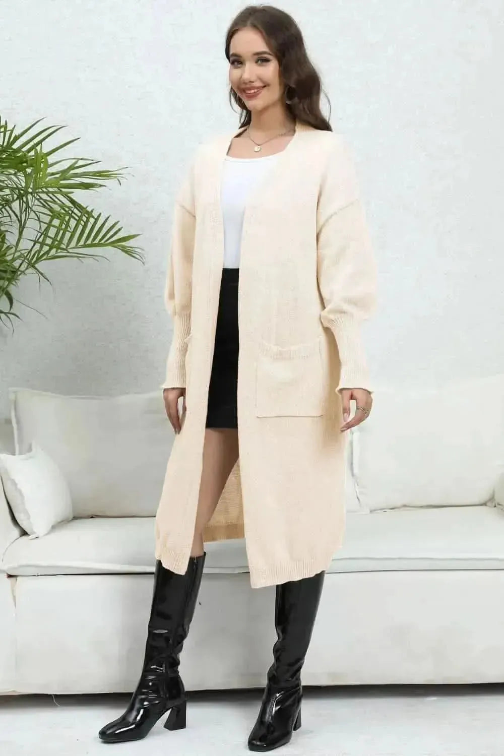Open Front Dropped Shoulder Cardigan - Bad Moms Club