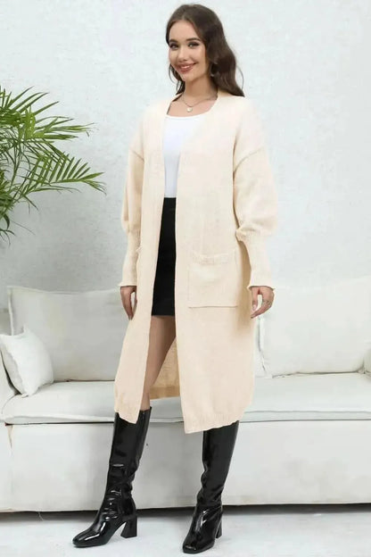 Open Front Dropped Shoulder Cardigan - Bad Moms Club