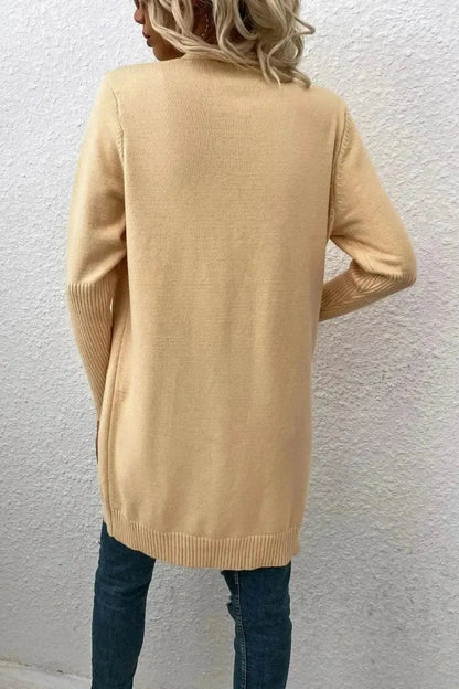 Open Front Long Sleeve Cardigan with Pockets - Bad Moms Club