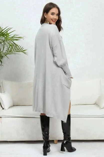 Open Front Dropped Shoulder Cardigan - Bad Moms Club