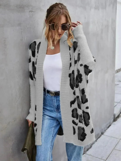 Leopard Pattern Fuzzy Cardigan - Bad Moms Club