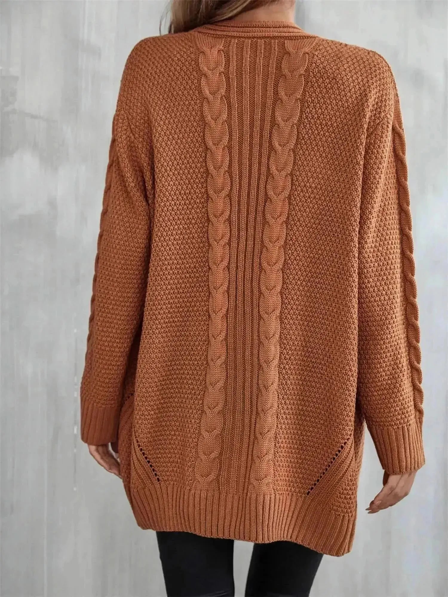 Warm Fall Mixed Knit Open Front Longline Cardigan - Bad Moms Club