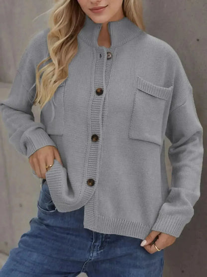 Button Up Long Sleeve Cardigan - Bad Moms Club