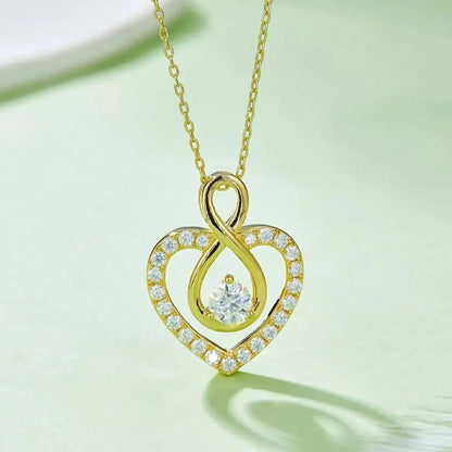 1 Carat Moissanite 925 Sterling Silver Heart Shape Necklace - Bad Moms Club