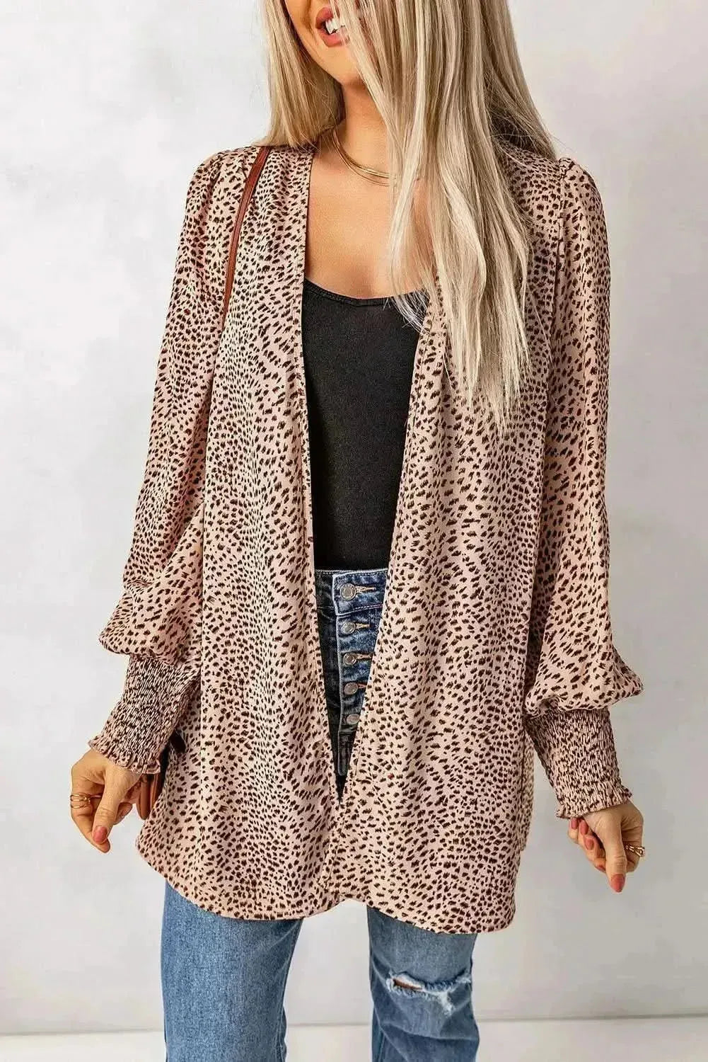 Leopard Print Balloon Sleeve Cardigan - Bad Moms Club