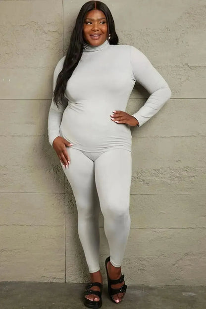 Zenana Friend in Me Full Size Mock Neck Top and Leggings Set - Bad Moms Club