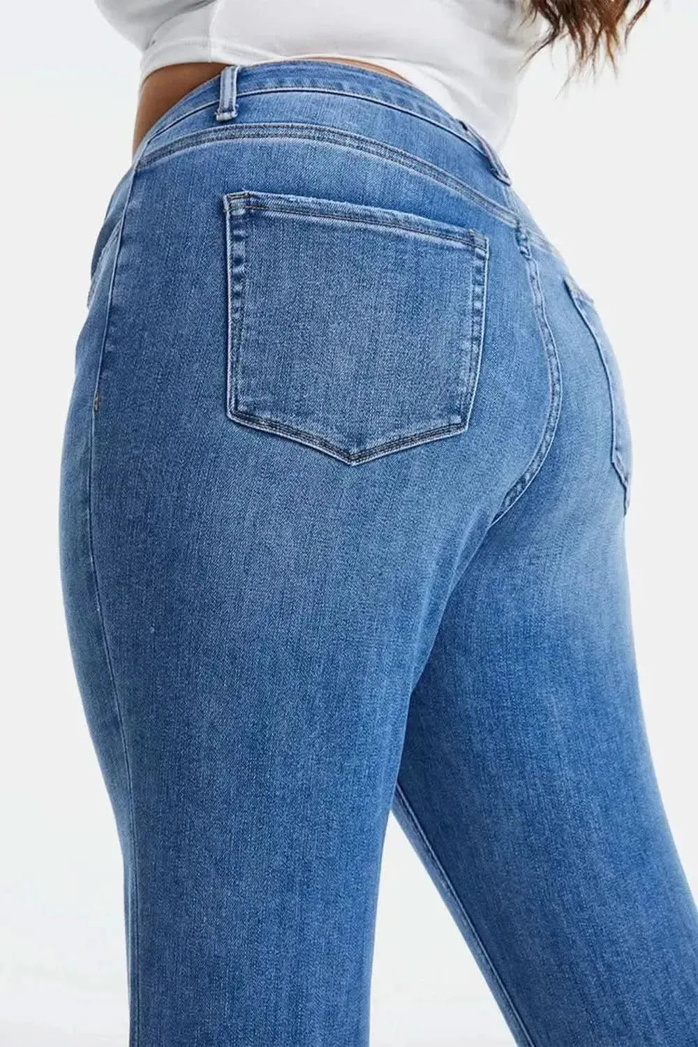 BAYEAS Full Size High Waist Raw Hem Straight Jeans - Bad Moms Club