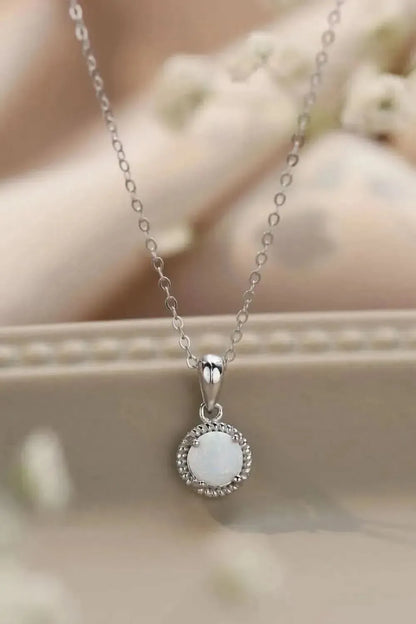 Opal Round Pendant Chain Necklace - Bad Moms Club