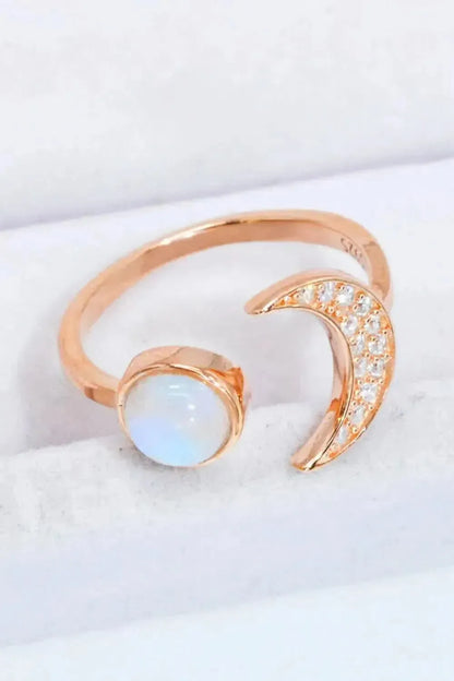 Natural Moonstone and Zircon Sun & Moon Open Ring - Bad Moms Club