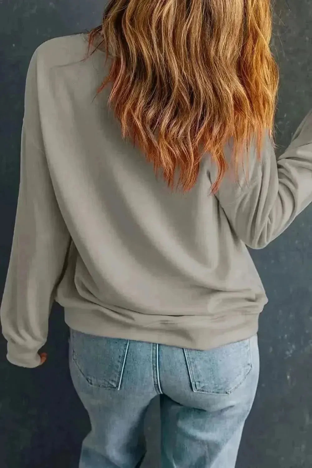 Letter Graphic Round Neck Long Sleeve Sweatshirt - Bad Moms Club