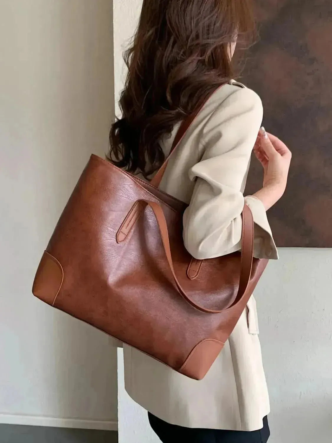 PU Leather Medium Tote Bag - Bad Moms Club