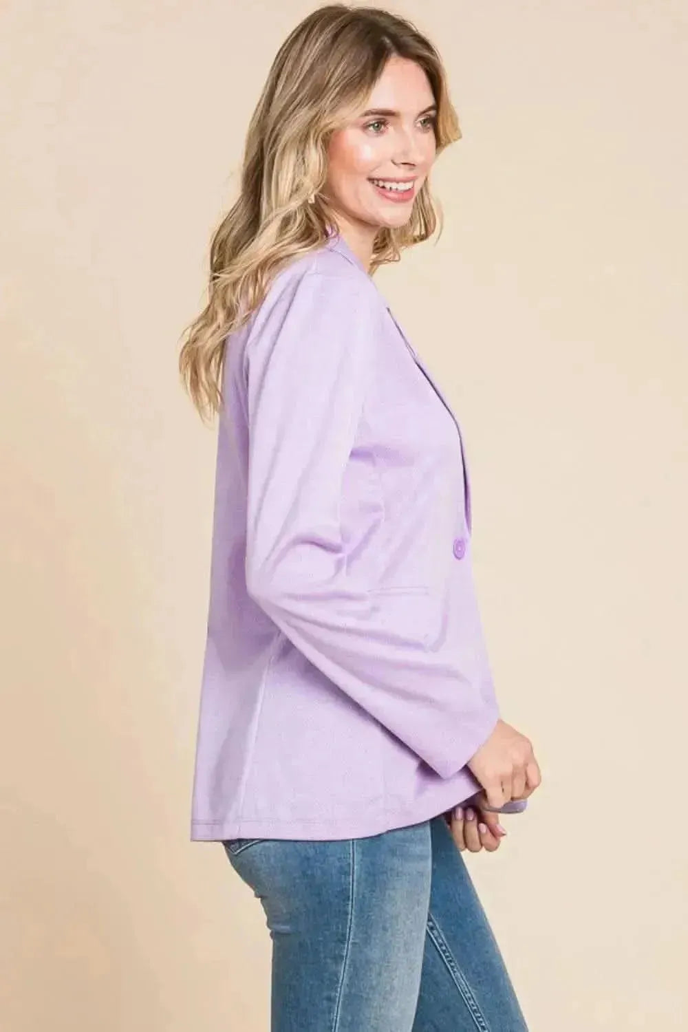Culture Code Button Up Long Sleeve Slit Blazer - Bad Moms Club